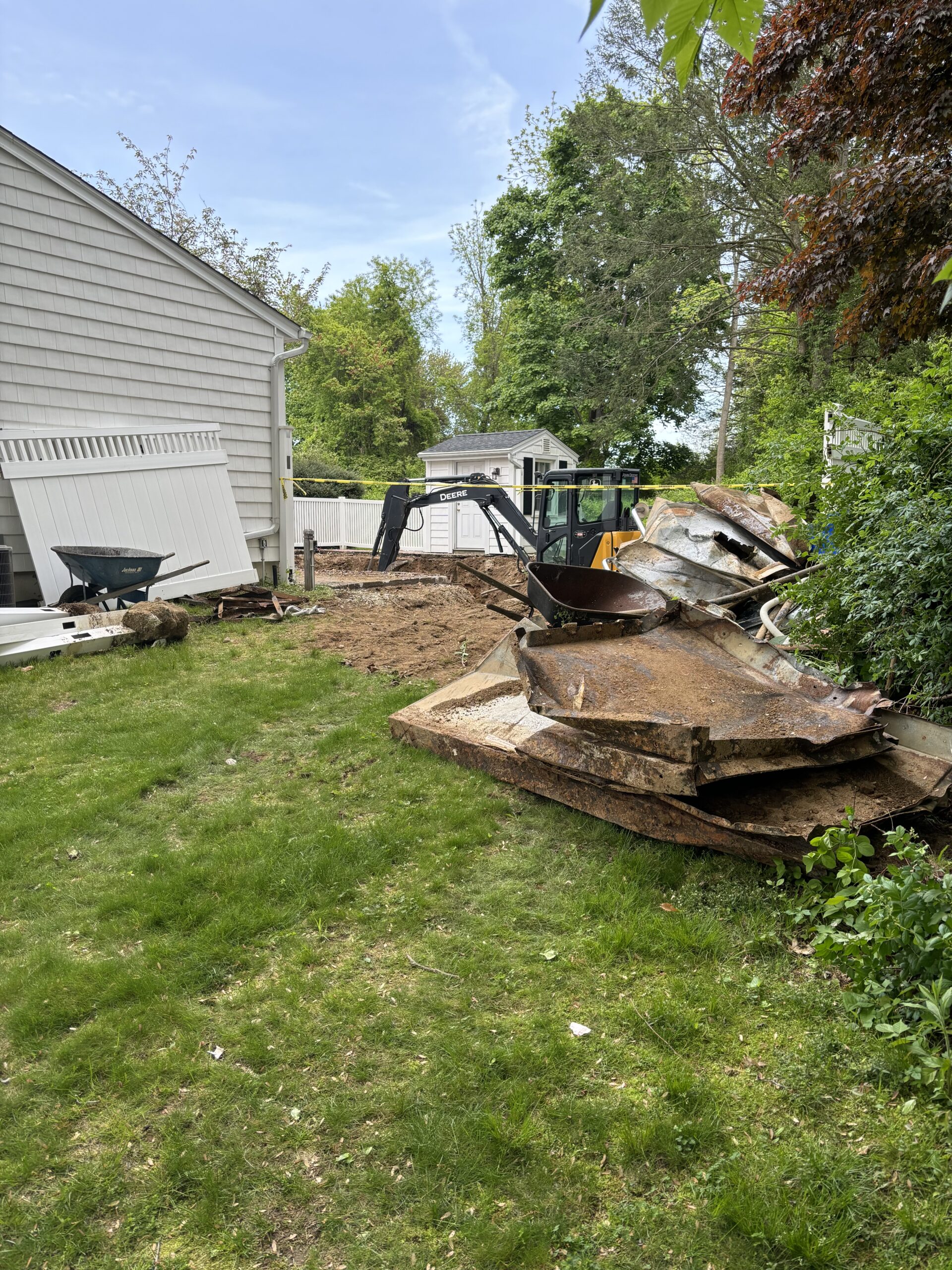 Excavation in side yard of home