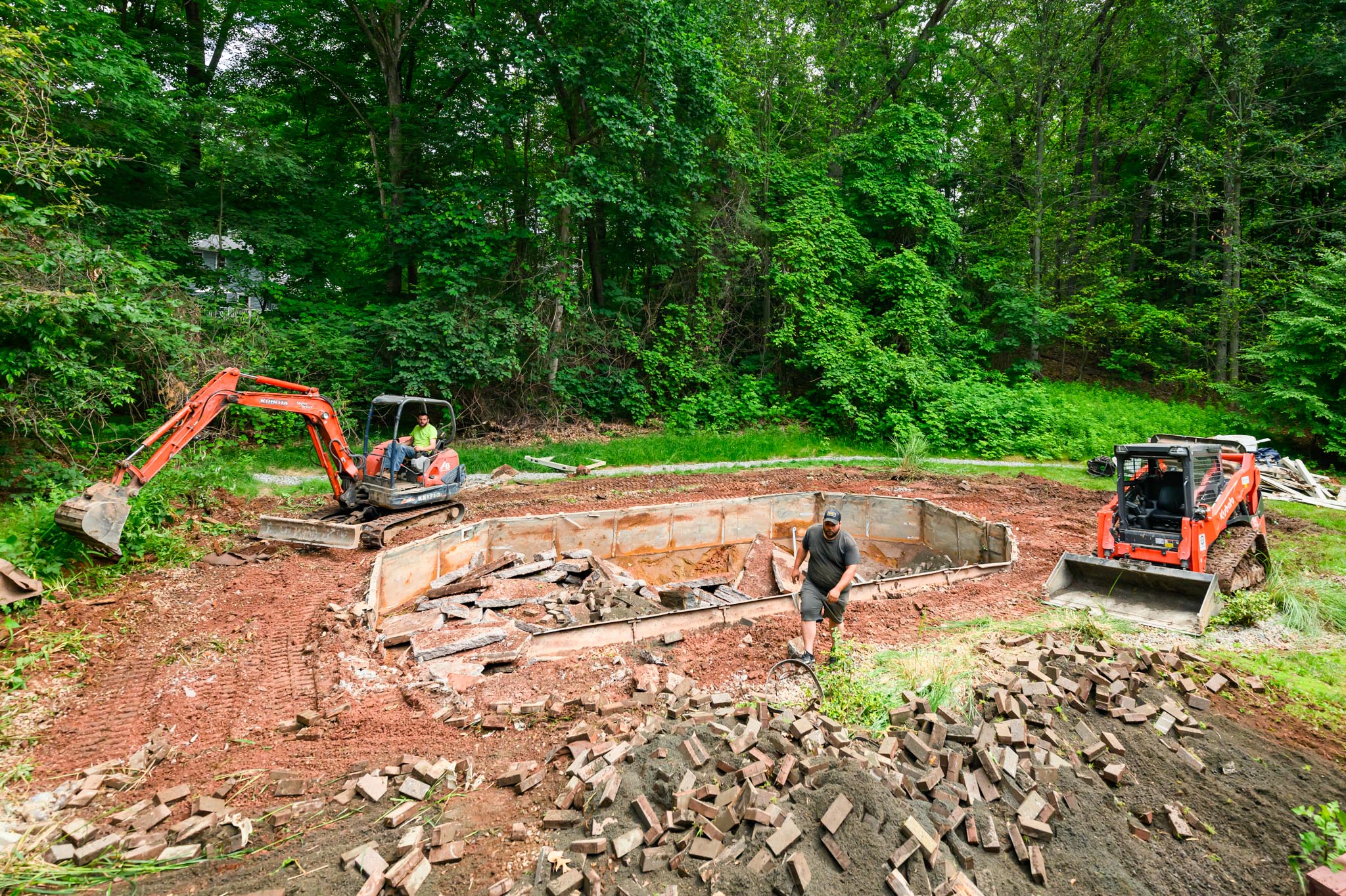 Here is an image of debris piled up getting ready for the fill in process