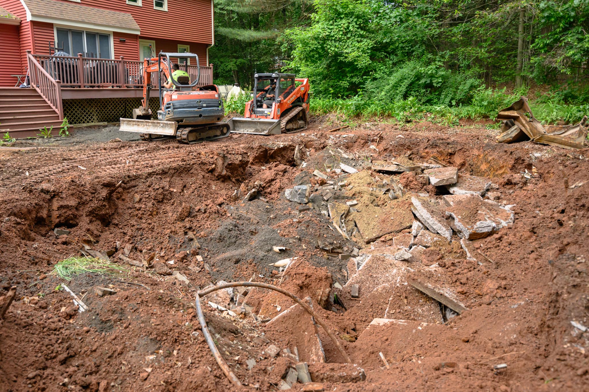 This dirt hole being filled in with debris.